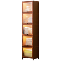 木马人家用带门落地书架置物小型窄书柜客厅储物柜卧室收纳柜架图书馆 【长虹透明门】五层40长*水性漆