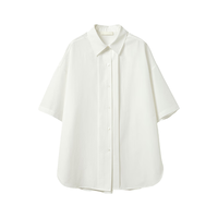 初棉微皱男友风短袖衬衫女25春夏新品廓形显瘦衬衣肌理易打理