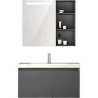 恒洁（HEGII）浴室柜陶瓷一体盆悬挂洗脸盆组合BC6220-80(镜柜BM6219-075卡其灰