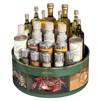 优勤 厨房调料置物架家用台面多格旋转调料盒调味品油盐酱醋收纳盒 墨绿色-旋转调料盒