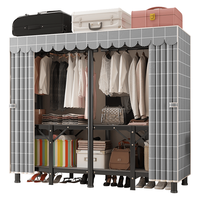 家丽人 折叠免安装衣柜加粗钢管卧室简易衣柜家用宿舍布衣柜双人储物衣橱