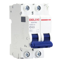 DELIXI 德力西 空气开关 HDBE632C63 家用空开小型断路器2P双极断路器 2P63A