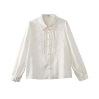 茵曼 新中式国风盘扣长袖衬衣女2025高级感提花时尚百搭衬衫