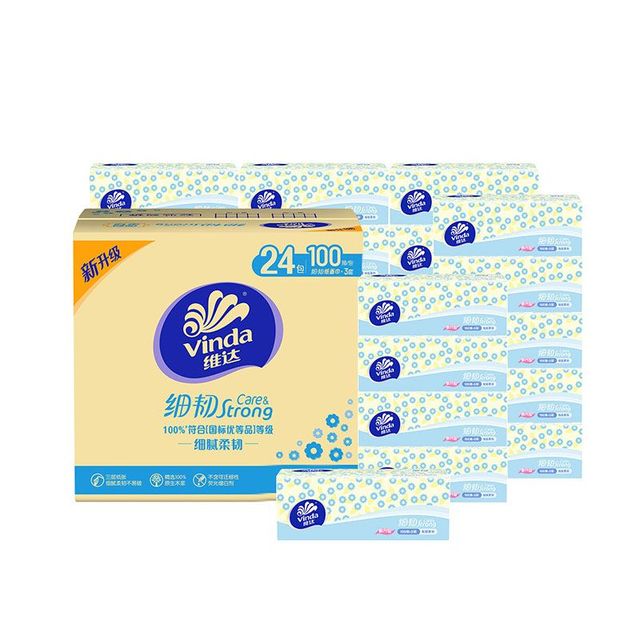 维达 抽纸细韧100抽*24包