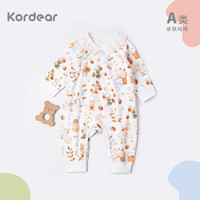 Kordear婴儿春秋季长袖连体衣男女宝宝系带连身哈衣纯棉爬服 草莓庄园 59cm