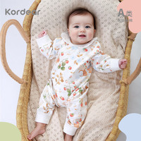 Kordear婴儿春秋季长袖连体衣男女宝宝系带连身哈衣纯棉爬服 草莓庄园 66cm