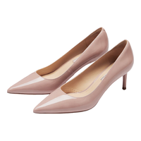 73hours 女鞋Brittany许红豆同款春季通勤细高跟鞋浅口单鞋女-空气棉-亮面牛皮-脏粉-6.5cm/38 脏粉色