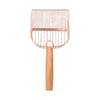 萌嘟星宠 不锈钢猫砂铲子大号细孔铲屎金属木长柄分筛滤沙 金色 大号金属滤沙猫砂铲