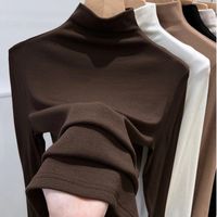 拉夏贝尔 尔棉欧货大码半高领长袖T恤女春秋冬内搭修身打底衫上衣