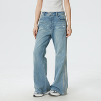 adidas 三叶草女裤马年限定牛仔运动裤新年款修身阔腿休闲长裤