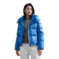 EP雅莹2026女装 短款鹅绒服连帽泡芙蓬松保暖羽绒服外套Y107A 蓝色 【700+高蓬鹅绒 轻量云感】 XL 【体重约125-140斤|充绒量182g】