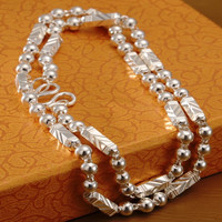 千古檀纯银999男士项链时尚潮霸气粗款白银六角链足银首饰男友生日礼物 粗4毫米长50厘米加厚款约重14克