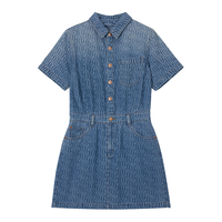 Levi's李维斯24早秋女士印花牛仔短款连衣裙 深蓝色 S