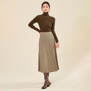 春竹 SPRING BAMBOO 100%绵羊毛秋冬无缝一线成衣两翻领红色毛衣减龄针织女羊毛衫