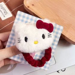 玖维娅 可爱毛绒猫发夹 酒红色 JYFQ158