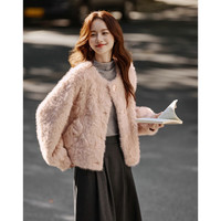 尚静 女装 加厚小香风仿皮草绒感保暖圆领短外套