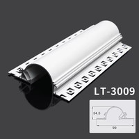 昂的免吊顶洗墙灯明装反光灯槽回光灯带免开槽石膏线顶角线性铝槽灯 斜洗半圆款1米灯槽不含灯带