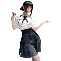 情趣学院风jk制服诱惑内衣女级污度职业装透视衬衫夫妻性感刺激裙子风情火辣可外穿成人用品ol服 学院女神【领结+衬衫+裙子+T裤】 体重【80-120斤】