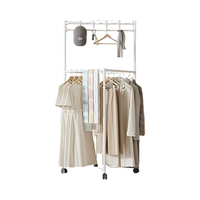 万月 旋转带轮四边形多功能晾衣架收纳家居实用性落地挂衣架可移动