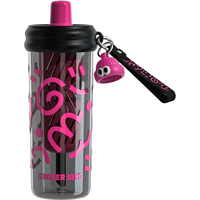 炊大皇塑料杯tritan材质防摔带吸管茶仓分离便携大容量水杯黑粉色650ml 黑粉派对 650ml