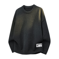 :CHOCOOLATEit套头毛衣男冬季潮牌慵懒风宽松保暖针织衫 黑灰 3XL 3XL 【165-180斤】