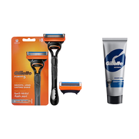  Gillette/吉列 5层刀片 男士剃须刀+刀架+刀头+剃须啫喱  1刀架2刀头+啫喱60g