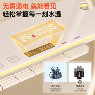 PLUS会员：一卫 淋浴花洒套装 数显温控-星空巨幕 二代奶油风款