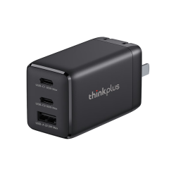 thinkplus 65W氮化镓充电器 双Type-C+USB-A 黑色 线充套装