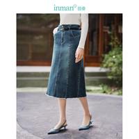 茵曼 艺术感分割牛仔裙2025秋女装显瘦小A半身裙