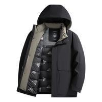 ROMON/罗蒙 90白鸭绒 男士羽绒服 可拆连帽 黑色 XL
