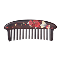 谭木匠天然黑檀木镶齿梳子女木梳礼盒玫瑰恋语 原木色