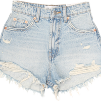 ZARA 【纯棉丹宁风】女式水洗做旧休闲百搭经典破洞流苏设计牛仔短裤