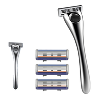  Apache/阿帕齐 3层不锈钢刀片 手动剃须刀 刀头  1柄4刀头