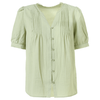 百图 【V领纯色衬衫】夏款V领显瘦气质优雅女式衬衫