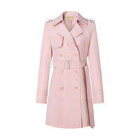宝姿 季女装经典双排扣束腰风衣女ALP8T002RWQ068 复古粉 8