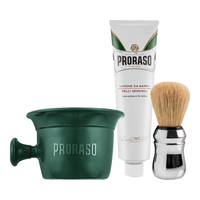 PRORASO/博拉索 燕麦绿茶 剃须套装+剃须刷+打泡碗 三件套