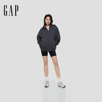 盖璞女装2025秋季压印logo宽松抓绒半拉链立领卫衣上衣829620 灰色 XS (155/80A) 亚洲尺码