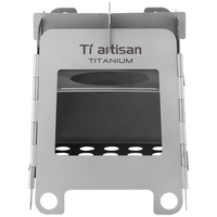 Ti artisan钛工匠户外纯钛柴火炉取信用卡折叠两用酒精炉猛火野营不锈钢炉具 不锈钢柴火炉中号+纯钛酒精炉