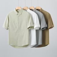 日系复古短袖衬衫男潮牌夏季设计感中性慵懒风衬衣