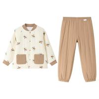【双11立即抢购】全棉时代儿童睡衣家居服套装a类棉秋冬加厚保暖