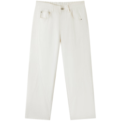 gxgjeans 真五折 美式分割设计松紧腰宽松简约牛仔长裤 米白