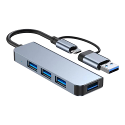 KERZY USB3.0分线器高速4口拓展坞type-c扩展坞笔记本电脑台式一拖四转换器接头延长线 B02T【type-c135mm