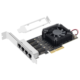  EB-LINK 四电口 PCI-E网卡 风扇