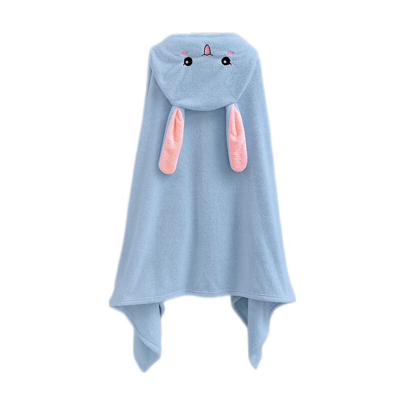 boxbaby 儿童斗篷浴巾披风连帽婴幼儿春秋宝宝浴袍速干珊瑚绒裹巾四季款 蓝色小狗（80*80cm）