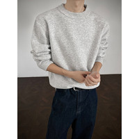 NYING老钱风针织毛衣男秋冬季新款潮牌基础保暖内搭打底衫宽松套头上衣 白灰色