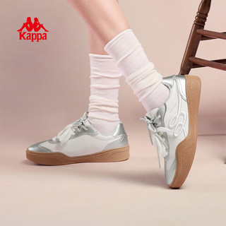  Kappa/卡帕 复古潮流 女士休闲鞋  经典白/银色 36
