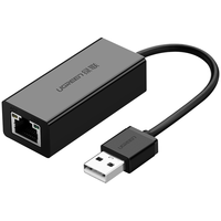 绿联（UGREEN） USB转百兆有线网卡RJ45网线接口适用Mac盒子笔记本电脑外置以太网口转换器 黑色标准款（散热性能好） 20254