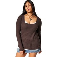 HOLLISTER小海鸥图案25秋冬美式麻花针织毛衣女装350-5319 咖啡棕 S (165/84A)