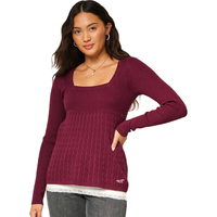 HOLLISTER小海鸥图案25秋冬美式麻花针织毛衣女装350-5319 酒红色 XXS (160/76A)