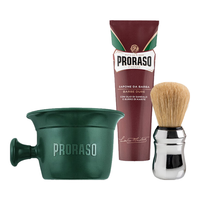 PRORASO/博拉索 檀香乳木果 剃须套装+剃须刷+打泡碗 三件套